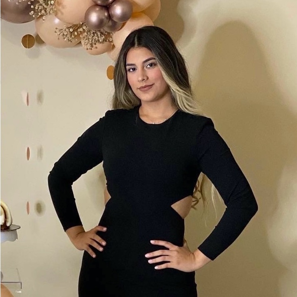 Express Black Cutout Long Sleeve Dress